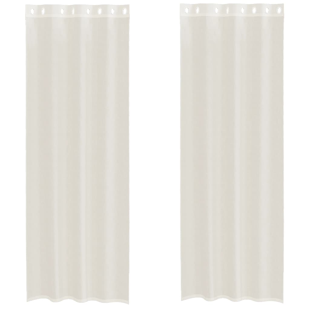 voile-gardiner med øskner 2 stk. 140x300 cm cremefarvet