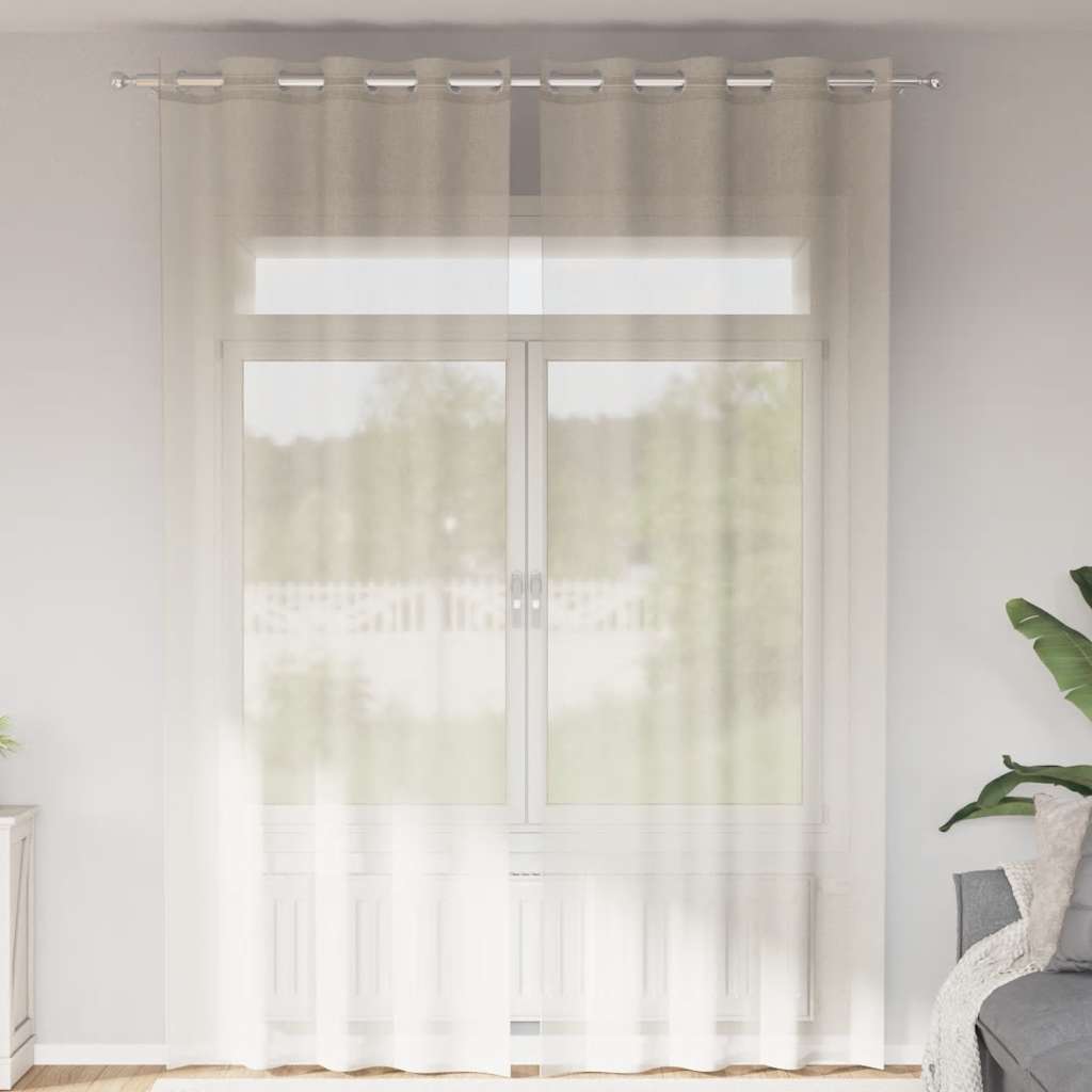 voile-gardiner med øskner 2 stk. 140x300 cm cremefarvet