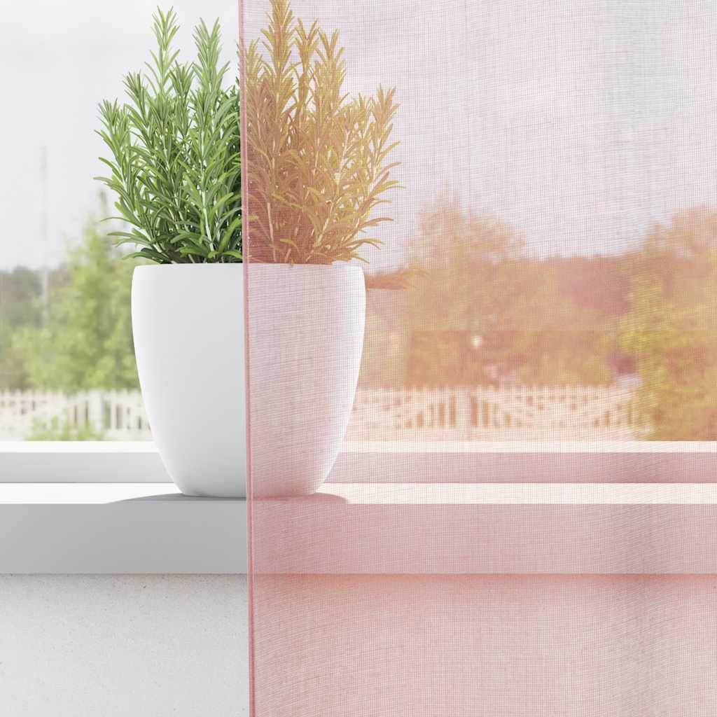 voile-gardiner med øskner 2 stk. 140x140 cm lyserød