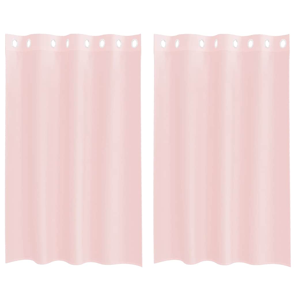 voile-gardiner med øskner 2 stk. 140x175 cm lyserød
