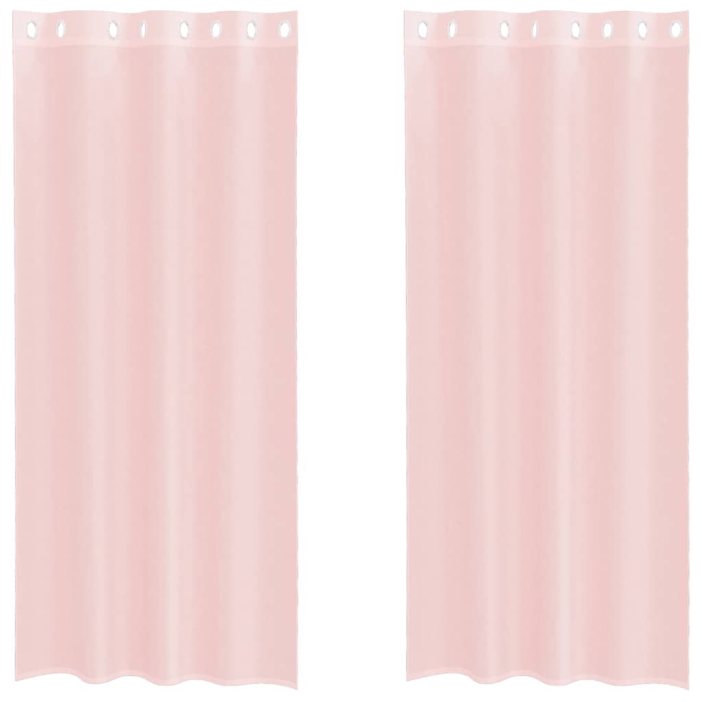 voile-gardiner med øskner 2 stk. 140x225 cm lyserød