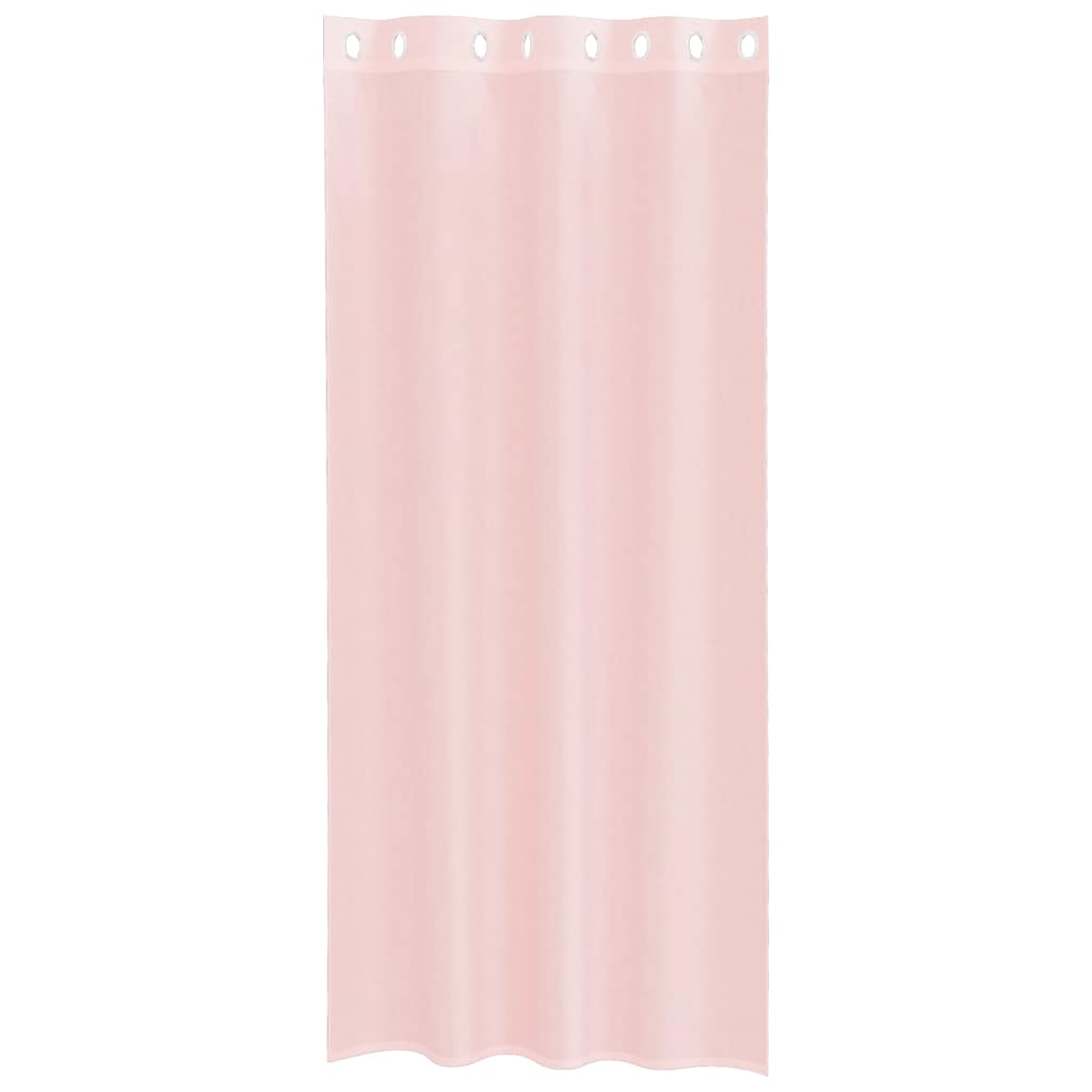 voile-gardiner med øskner 2 stk. 140x225 cm lyserød