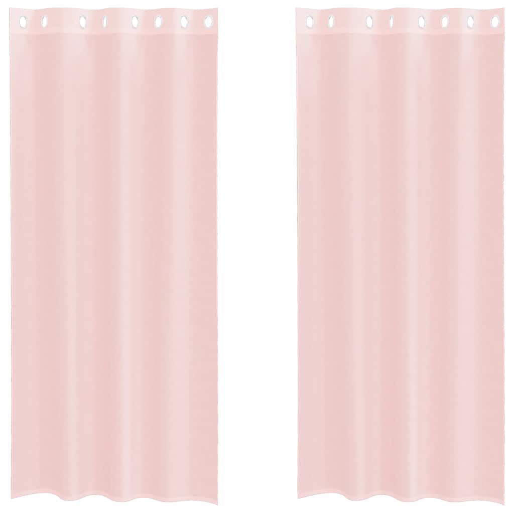 voile-gardiner med øskner 2 stk. 140x245 cm lyserød