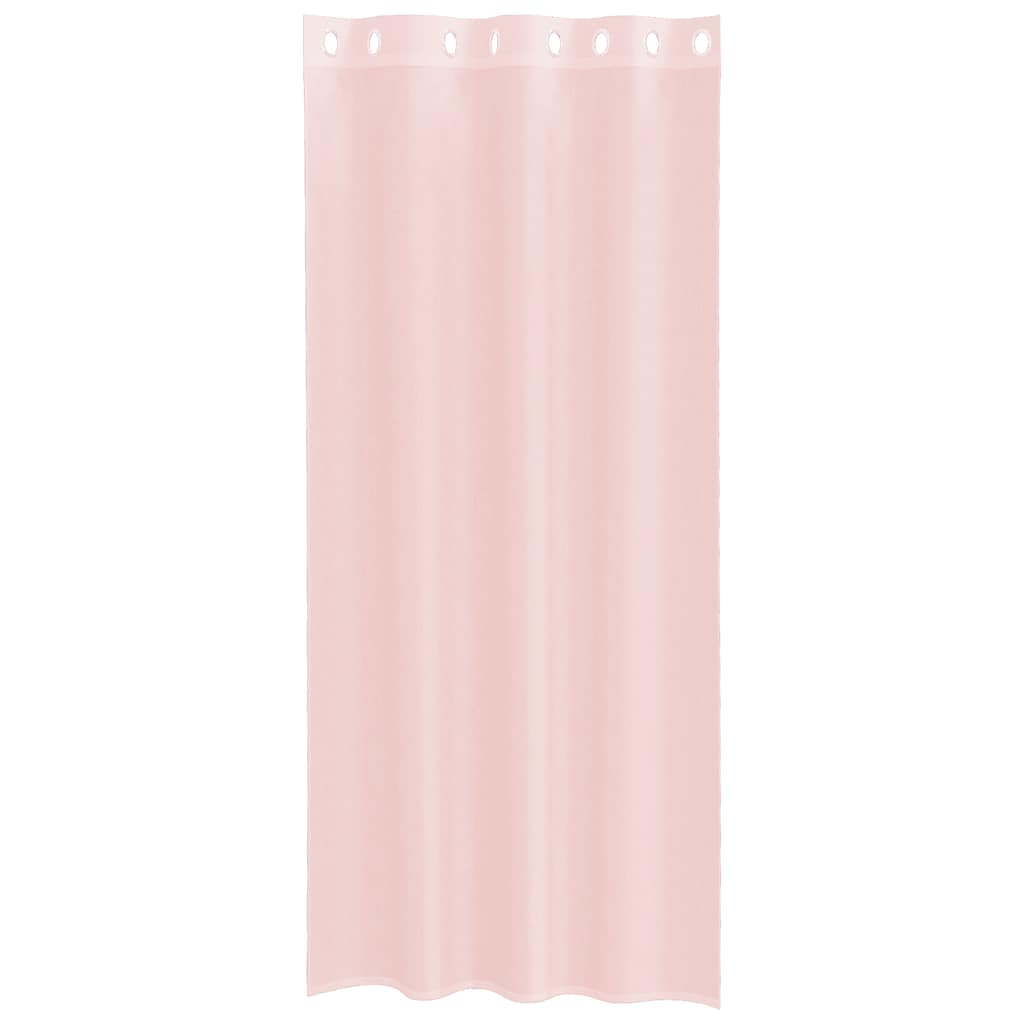 voile-gardiner med øskner 2 stk. 140x245 cm lyserød