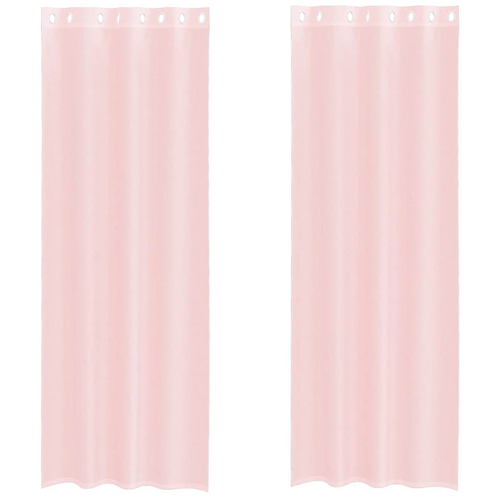 voile-gardiner med øskner 2 stk. 140x300 cm lyserød