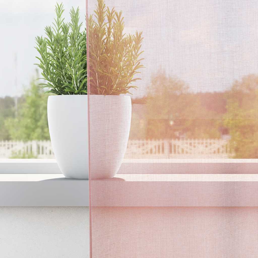 voile-gardiner med øskner 2 stk. 140x300 cm lyserød