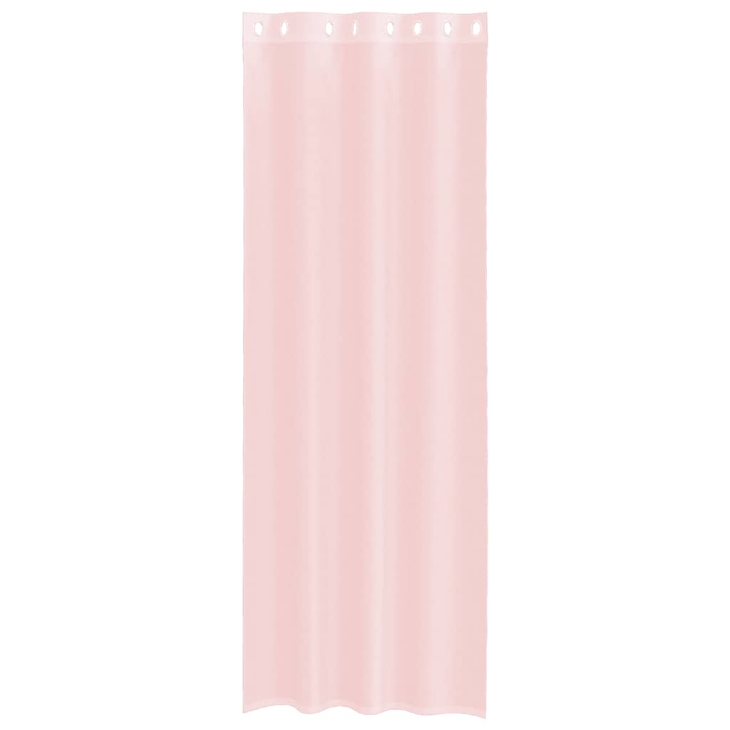voile-gardiner med øskner 2 stk. 140x300 cm lyserød