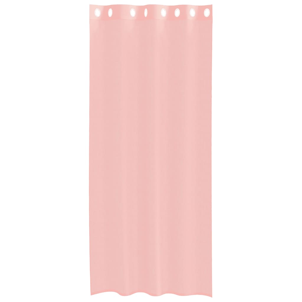 voile-gardiner med øskner 2 stk. 140x225 cm lyserød