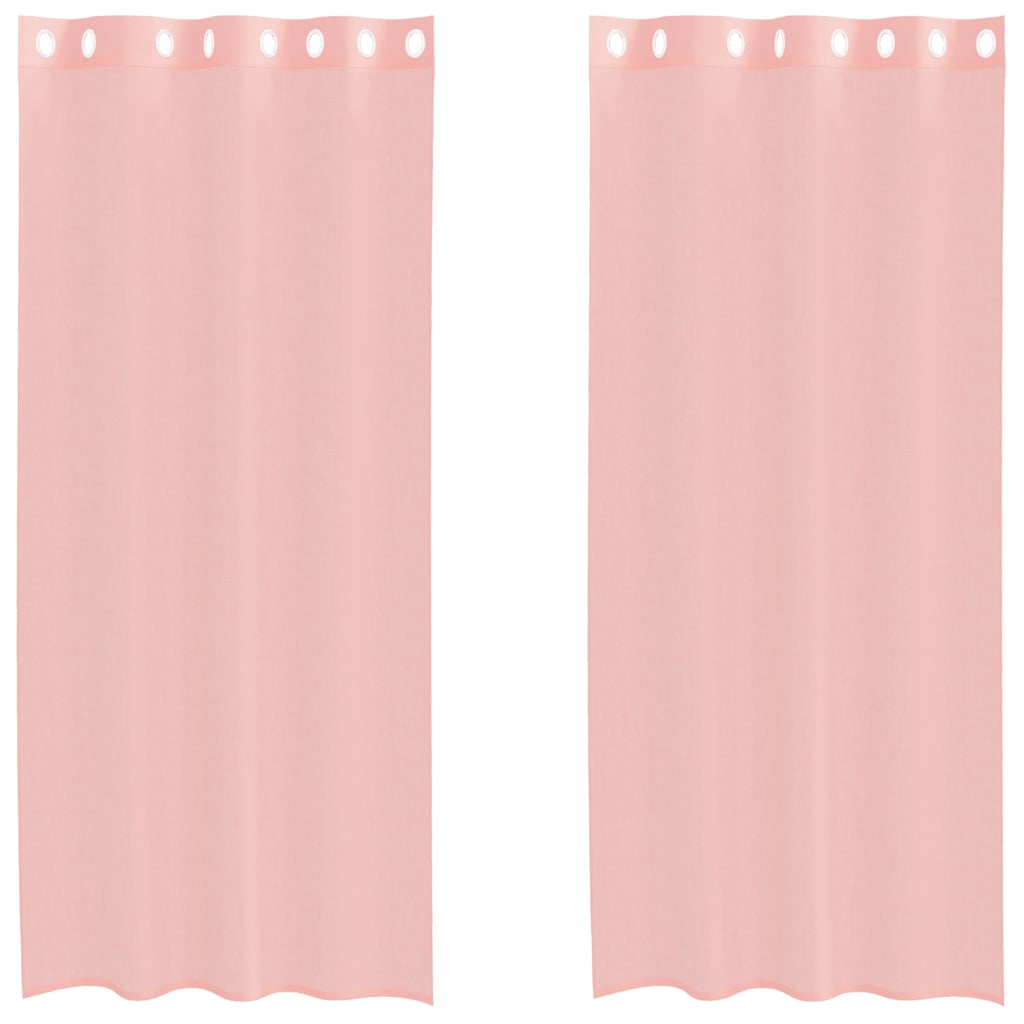 voile-gardiner med øskner 2 stk. 140x245 cm lyserød