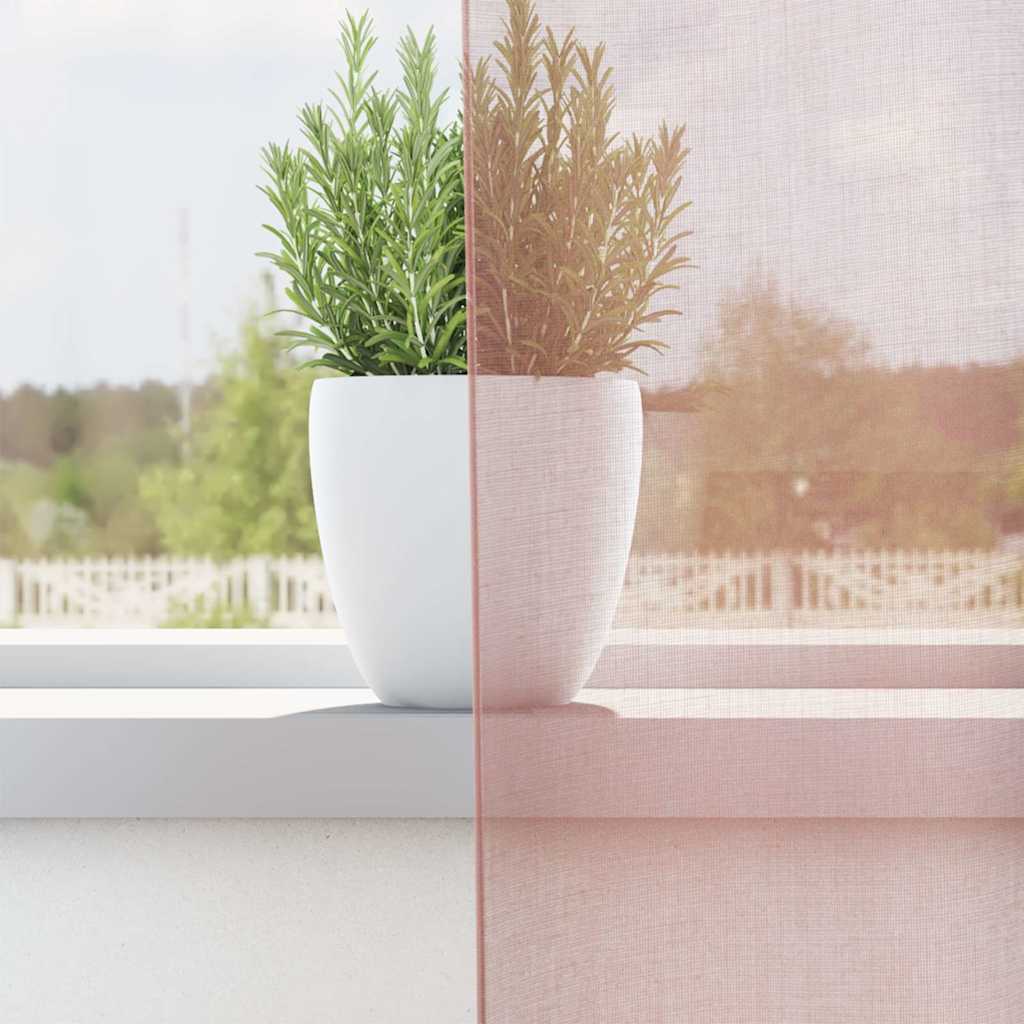 voile-gardiner med øskner 2 stk. 140x245 cm lyserød