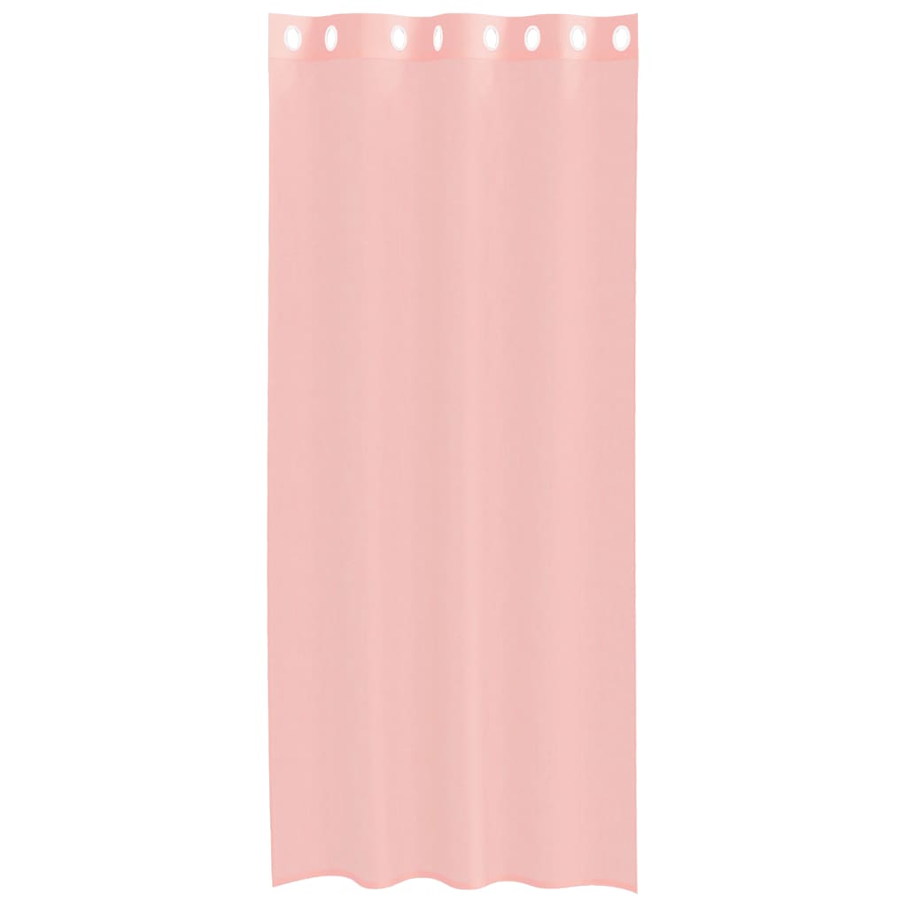 voile-gardiner med øskner 2 stk. 140x245 cm lyserød