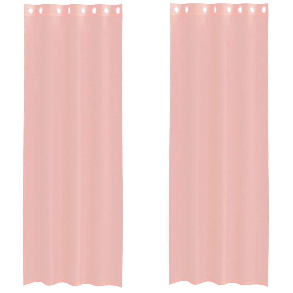 voile-gardiner med øskner 2 stk. 140x260 cm lyserød