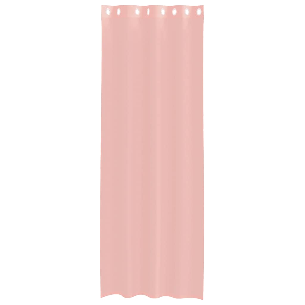 voile-gardiner med øskner 2 stk. 140x260 cm lyserød