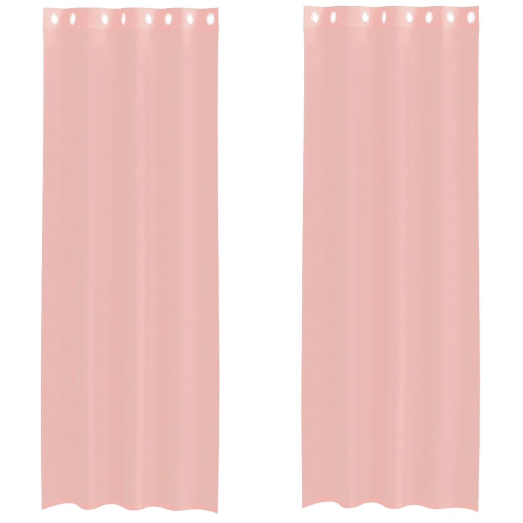 voile-gardiner med øskner 2 stk. 140x300 cm lyserød