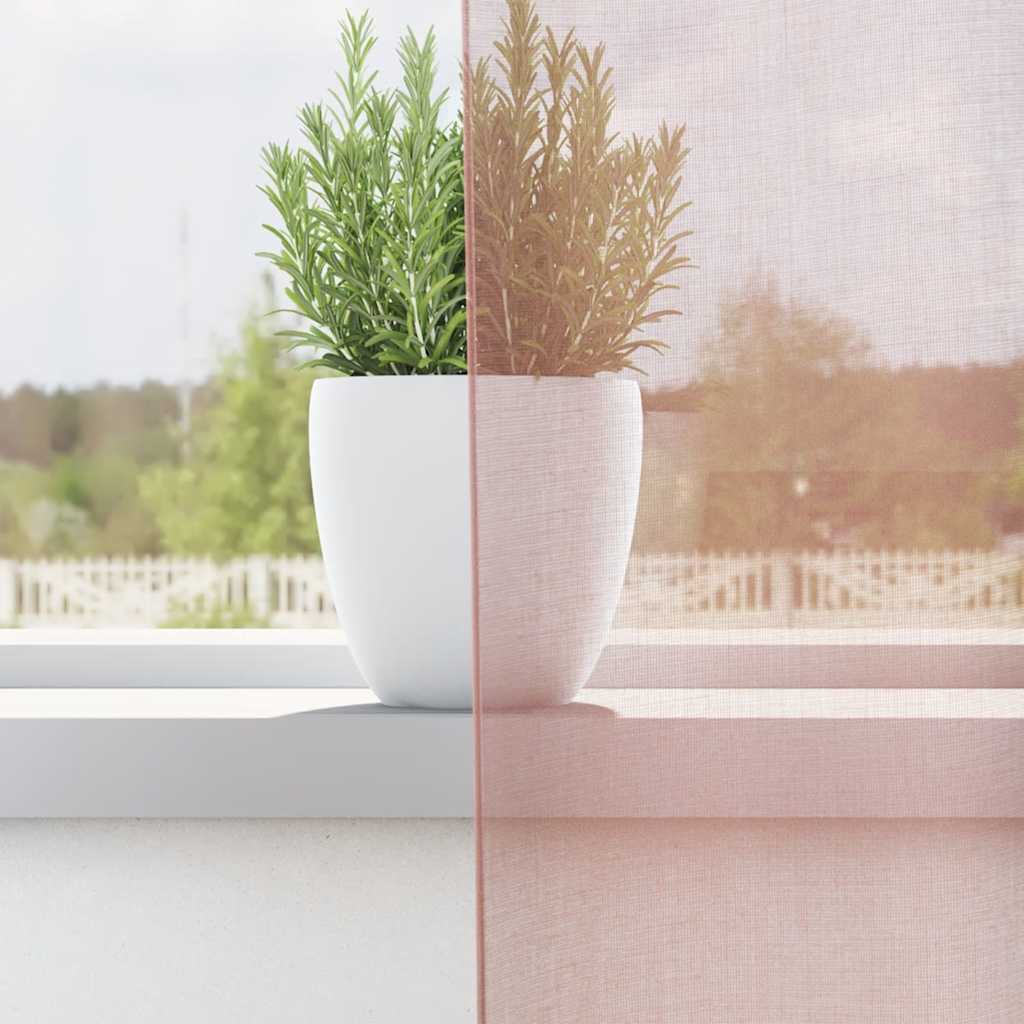 voile-gardiner med øskner 2 stk. 140x300 cm lyserød