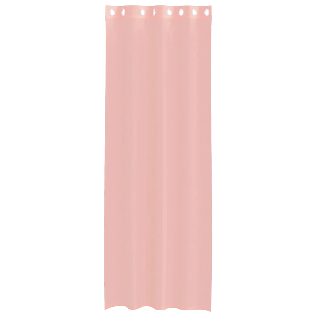 voile-gardiner med øskner 2 stk. 140x300 cm lyserød