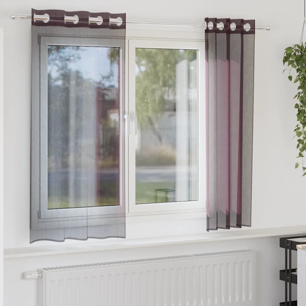 voile-gardiner med øskner 2 stk. 140x140 cm lilla
