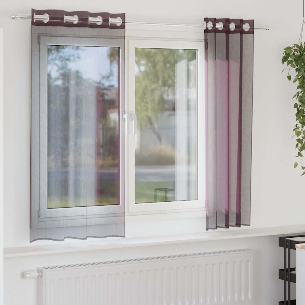 voile-gardiner med øskner 2 stk. 140x175 cm lilla