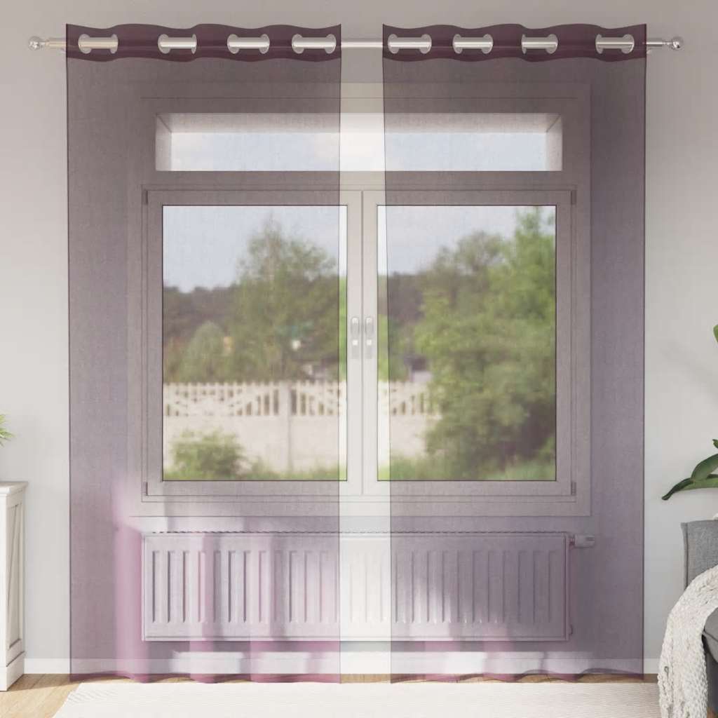 voile-gardiner med øskner 2 stk. 140x225 cm lilla