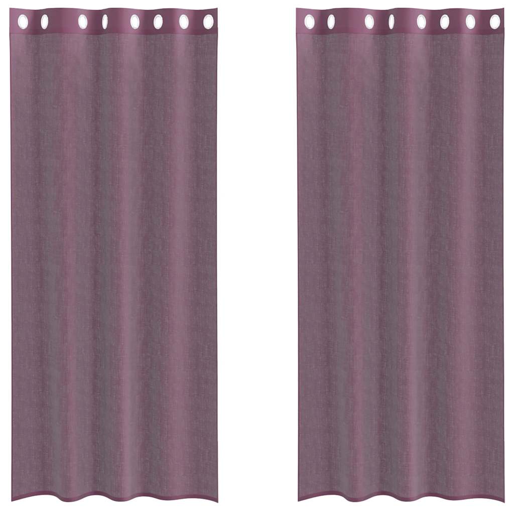 voile-gardiner med øskner 2 stk. 140x245 cm lilla