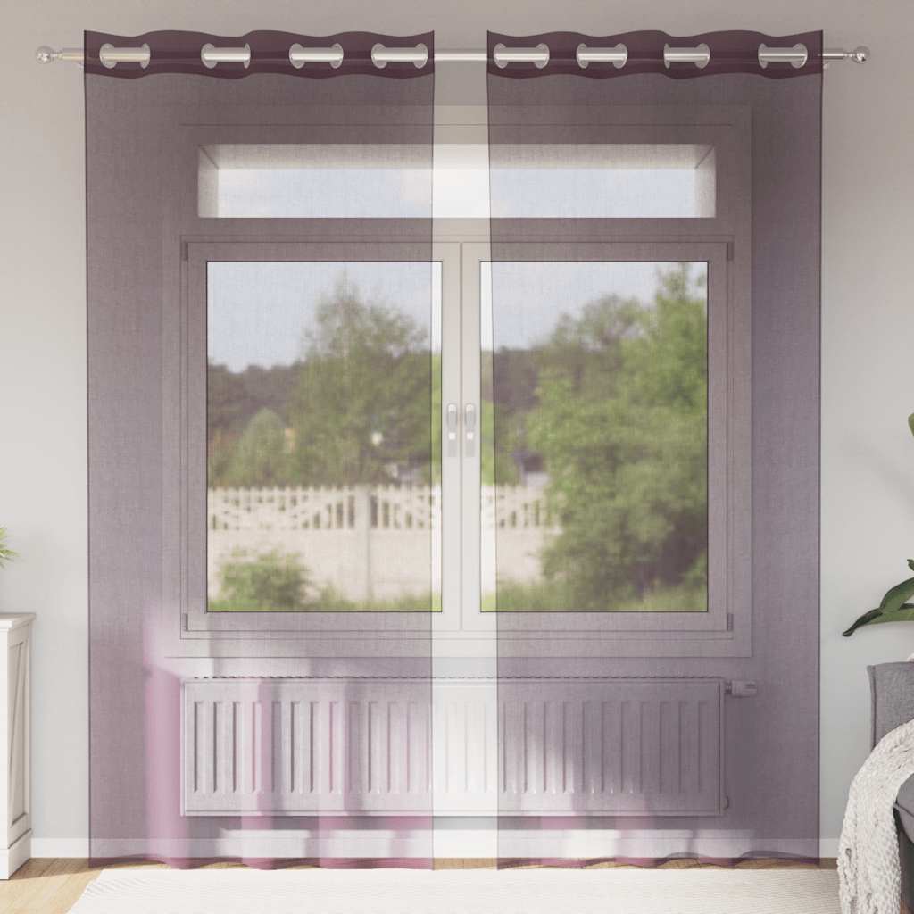 voile-gardiner med øskner 2 stk. 140x245 cm lilla
