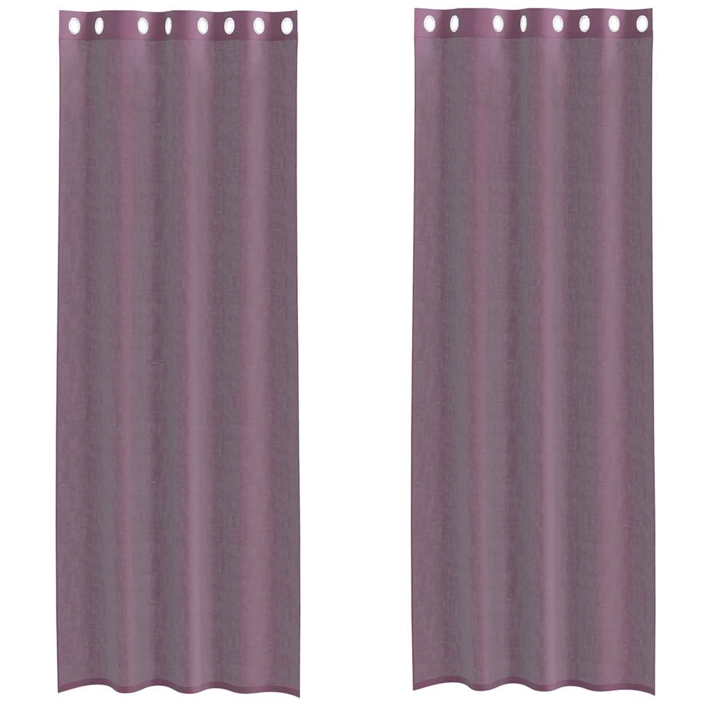 voile-gardiner med øskner 2 stk. 140x260 cm lilla