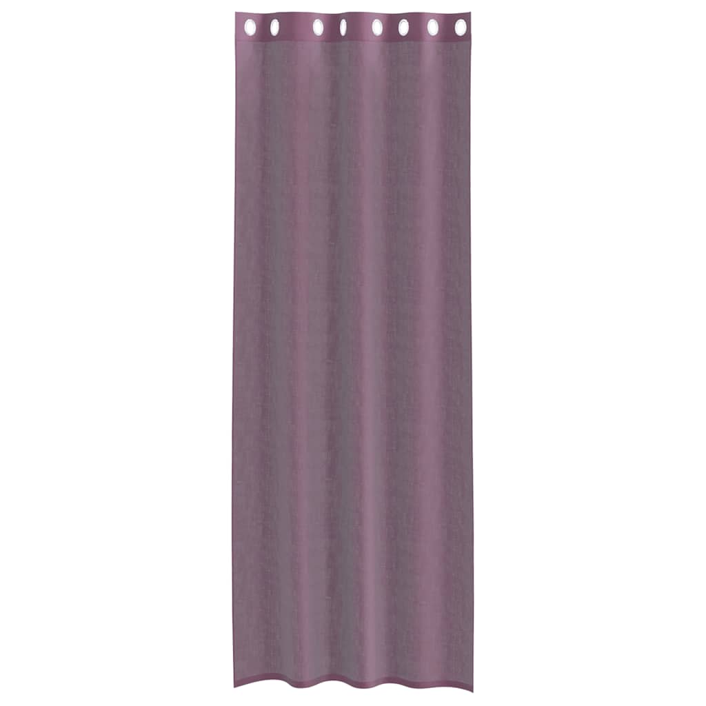 voile-gardiner med øskner 2 stk. 140x260 cm lilla