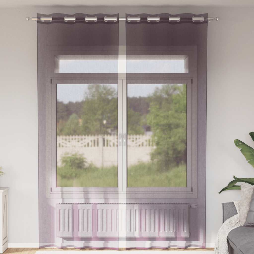 voile-gardiner med øskner 2 stk. 140x260 cm lilla