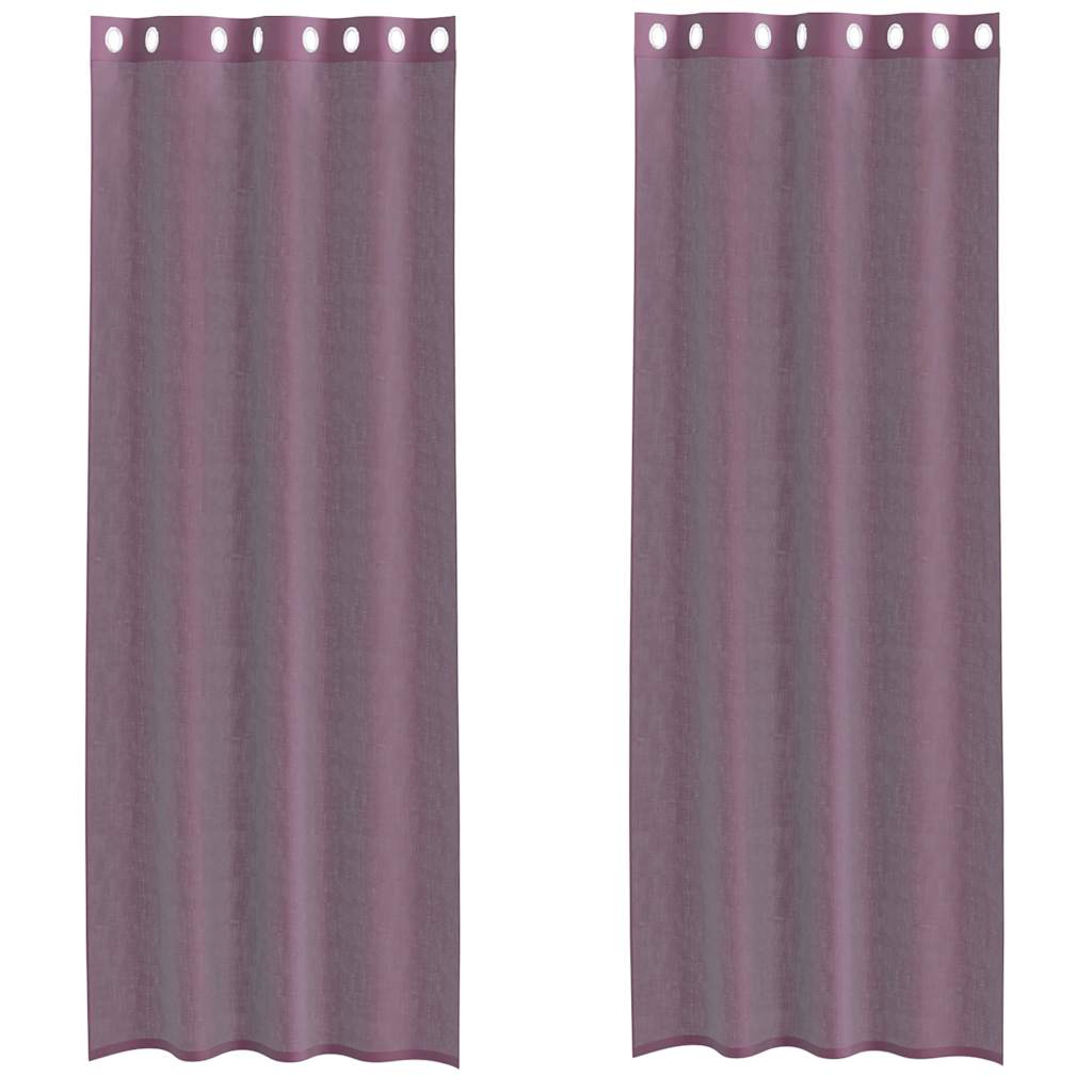 voile-gardiner med øskner 2 stk. 140x300 cm lilla