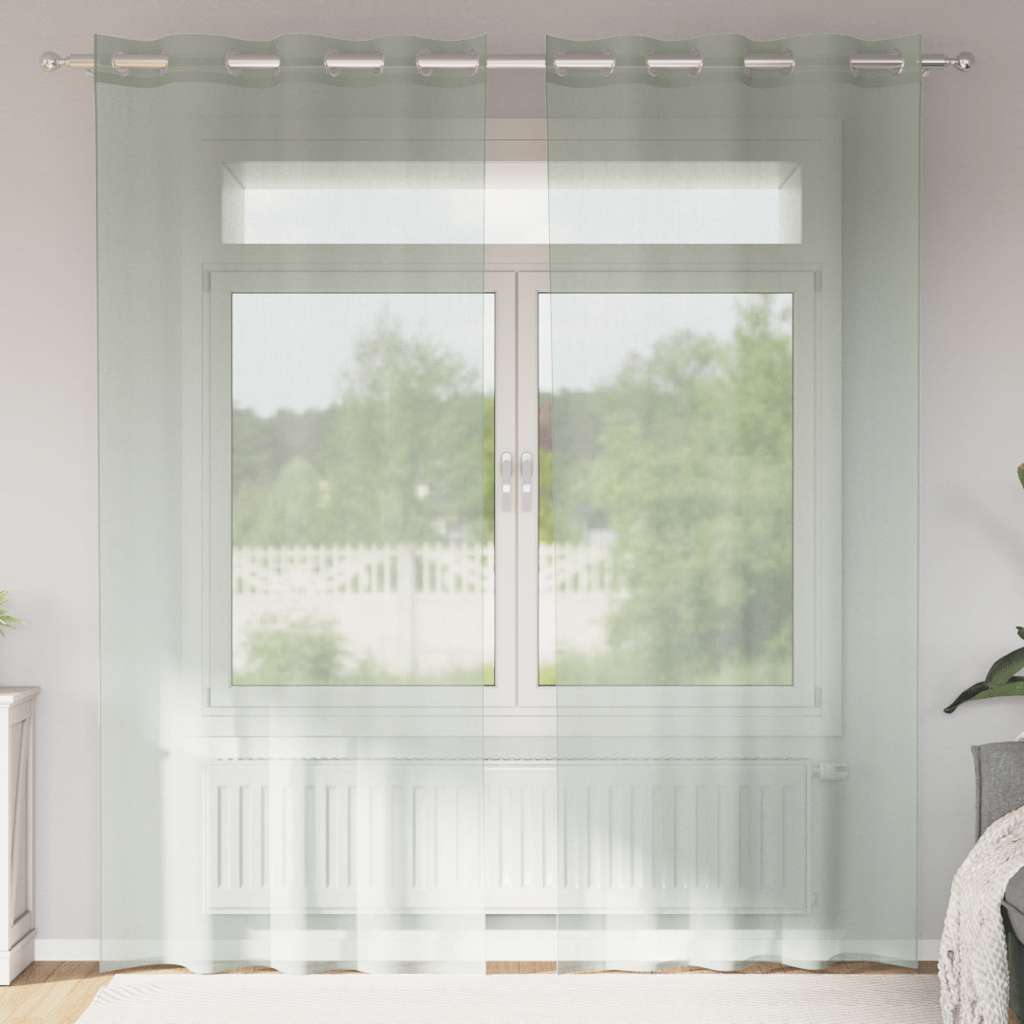 voile-gardiner med øskner 2 stk. 140x225 cm lysegrå