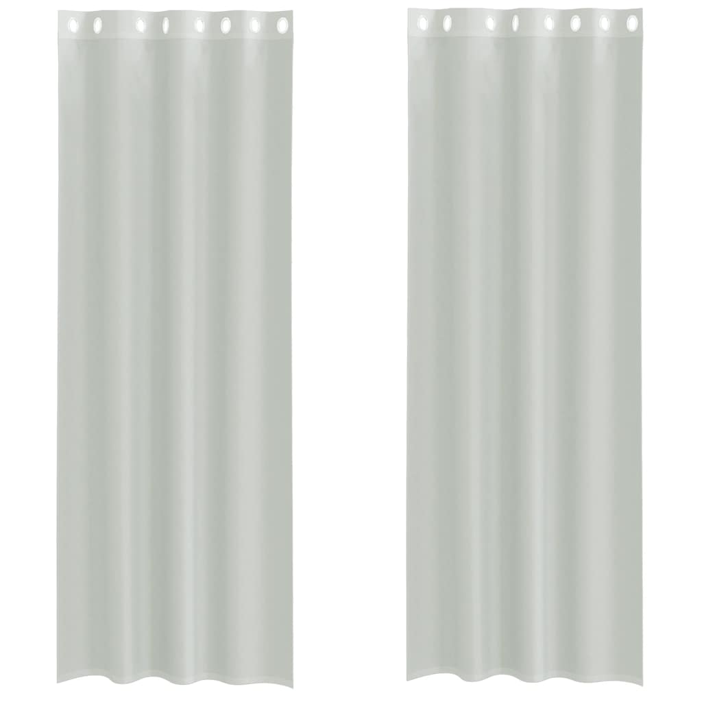 voile-gardiner med øskner 2 stk. 140x260 cm lysegrå