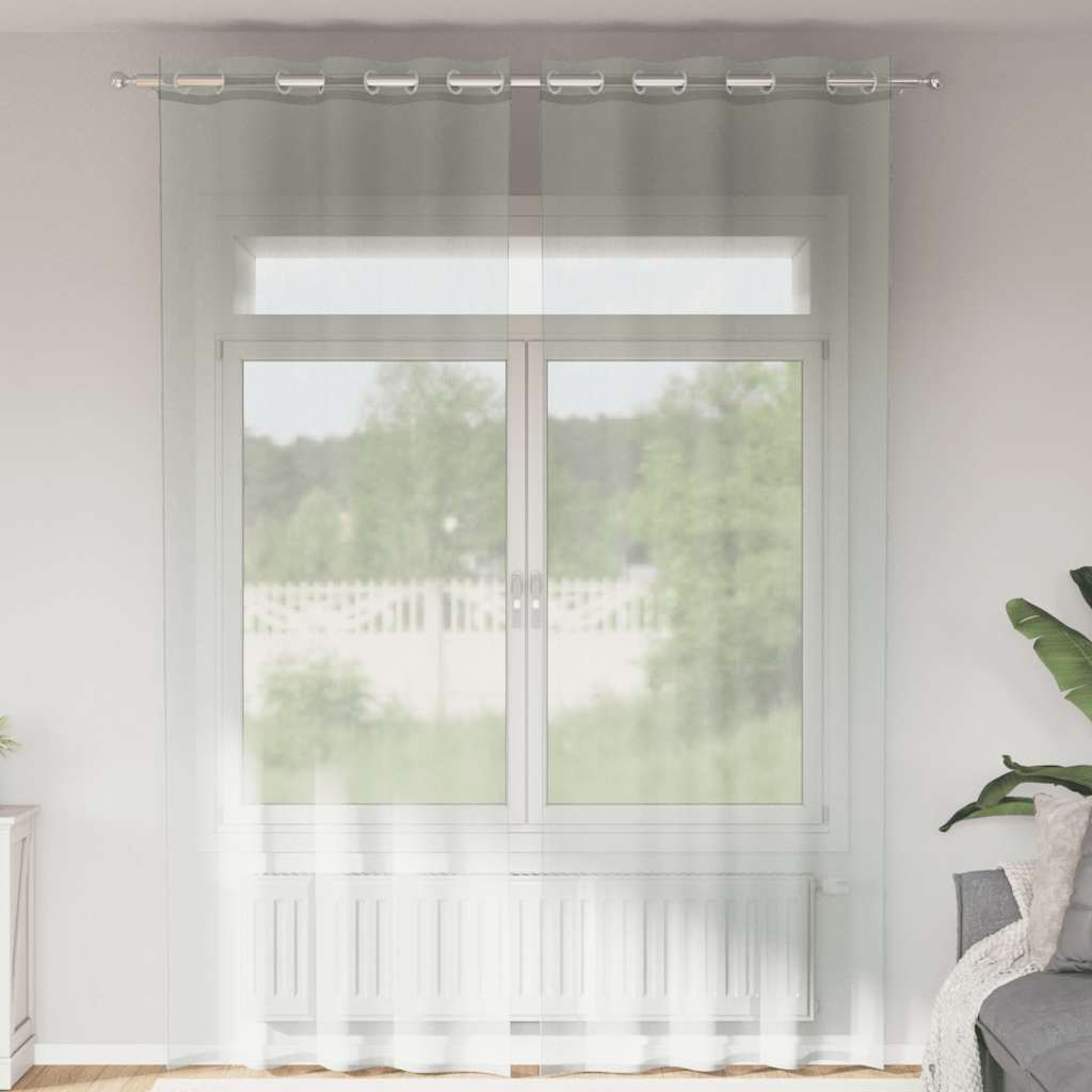 voile-gardiner med øskner 2 stk. 140x260 cm lysegrå