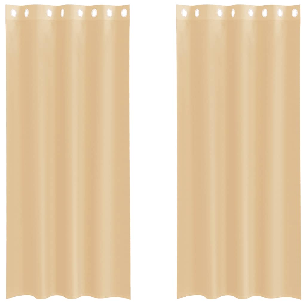 voile-gardiner med øskner 2 stk. sandfarvet