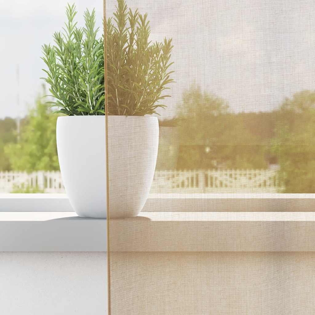 voile-gardiner med øskner 2 stk. sandfarvet