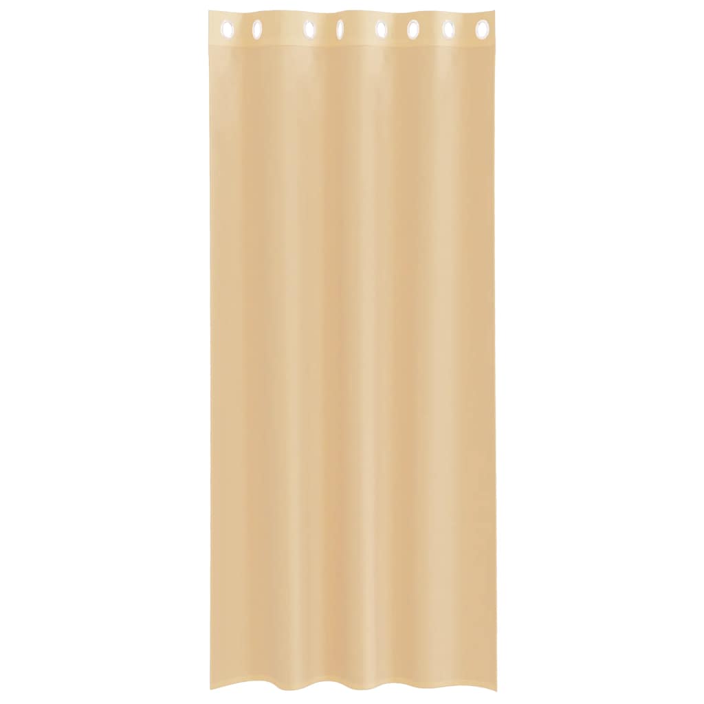 voile-gardiner med øskner 2 stk. sandfarvet