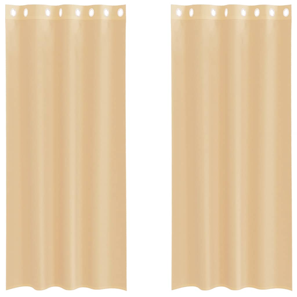 voile-gardiner med øskner 2 stk. sandfarvet