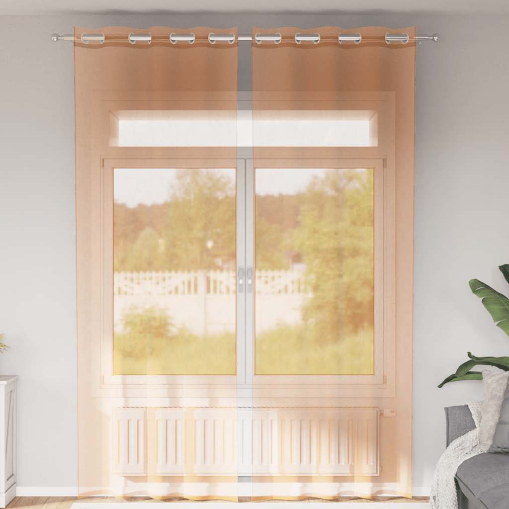 voile-gardiner med øskner 2 stk. terrakotta