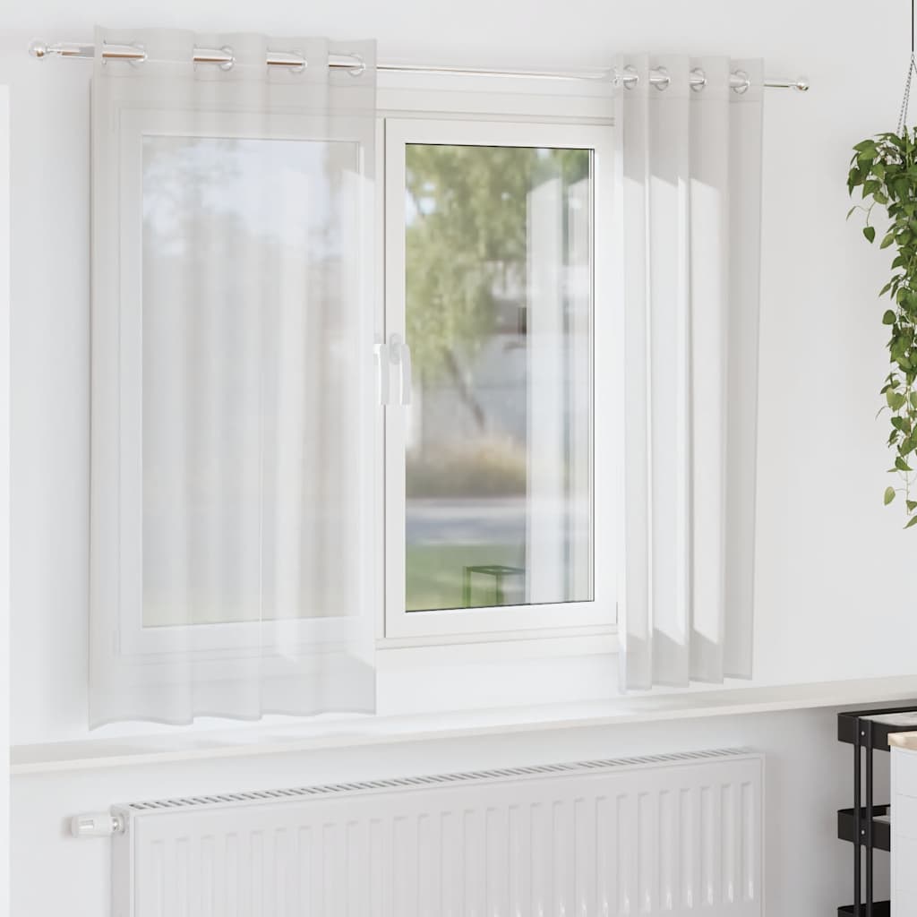 voile-gardiner med øskner 2 stk. hvid