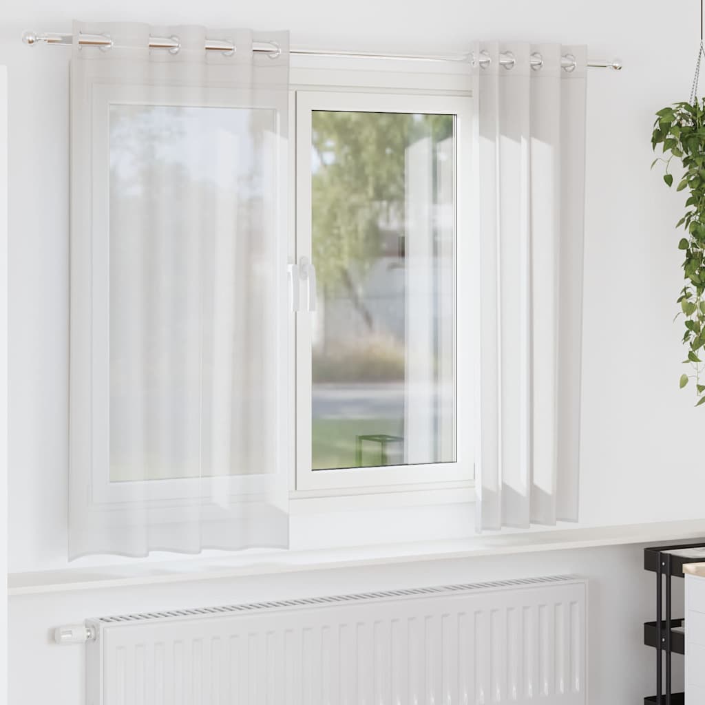 voile-gardiner med øskner 2 stk. hvid