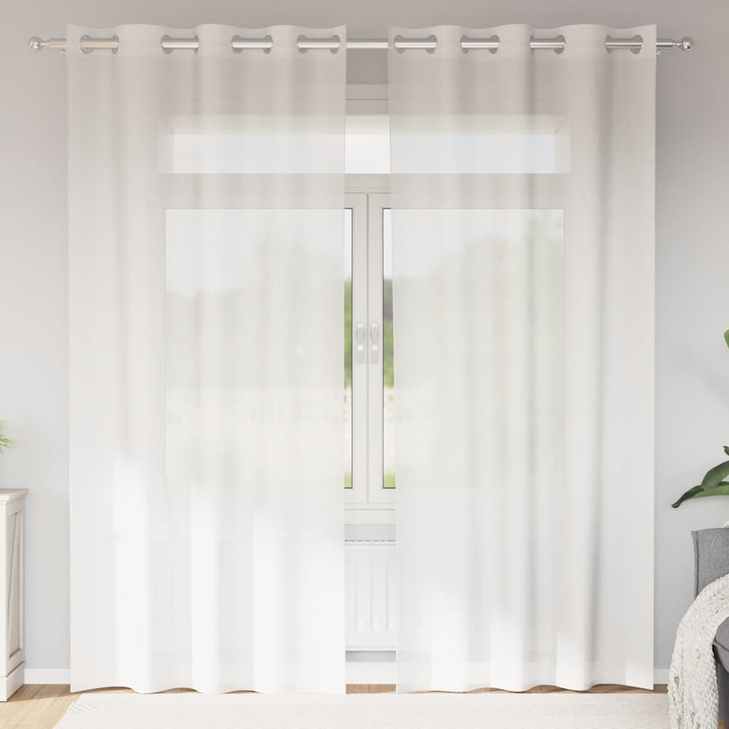 voile-gardiner med øskner 2 stk. hvid