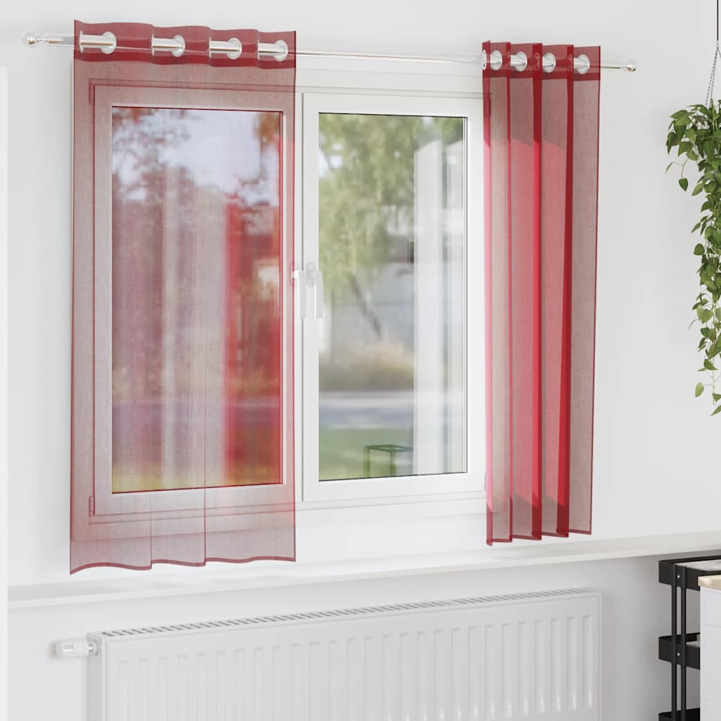 voile-gardiner med øskner 2 stk. vinrød
