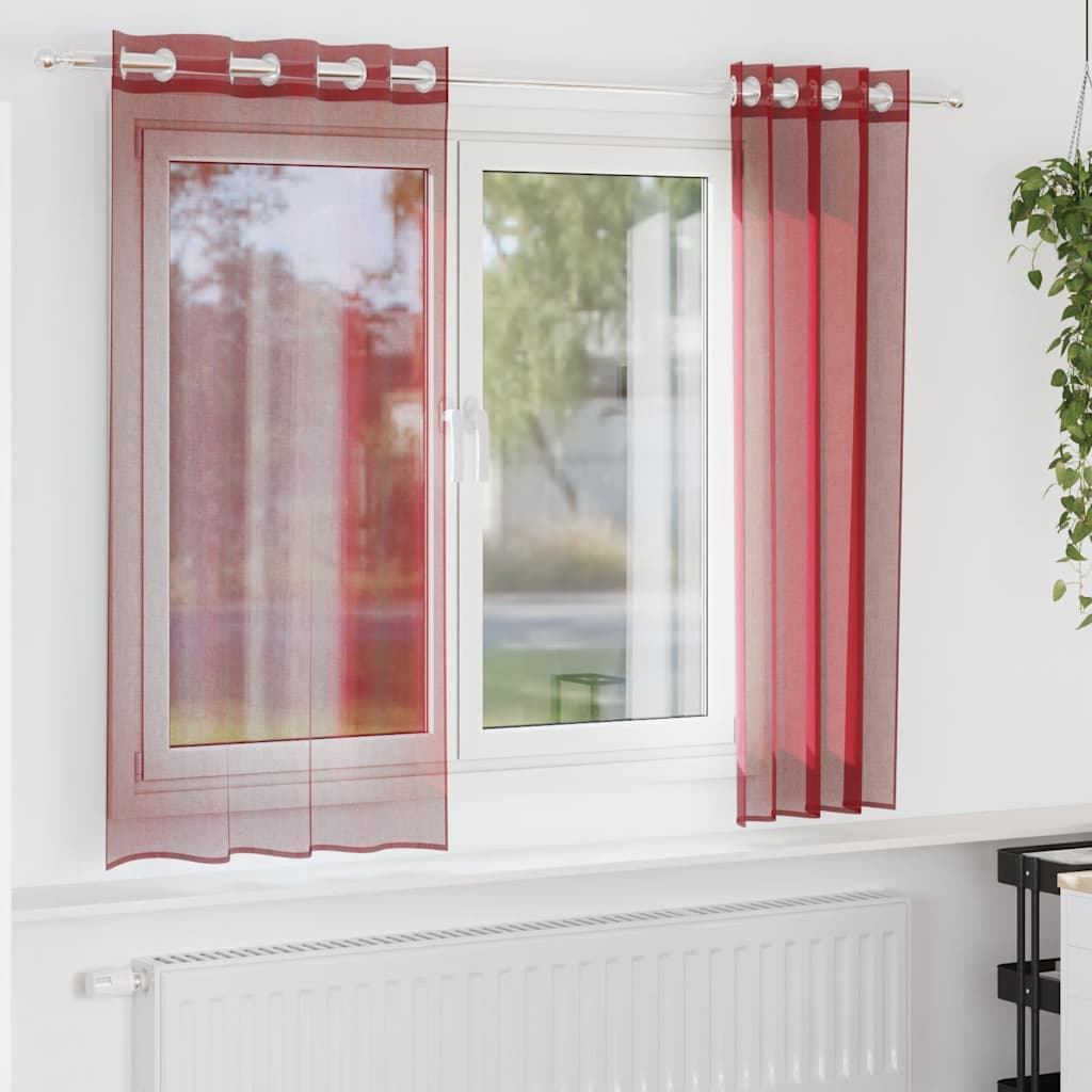 voile-gardiner med øskner 2 stk. vinrød