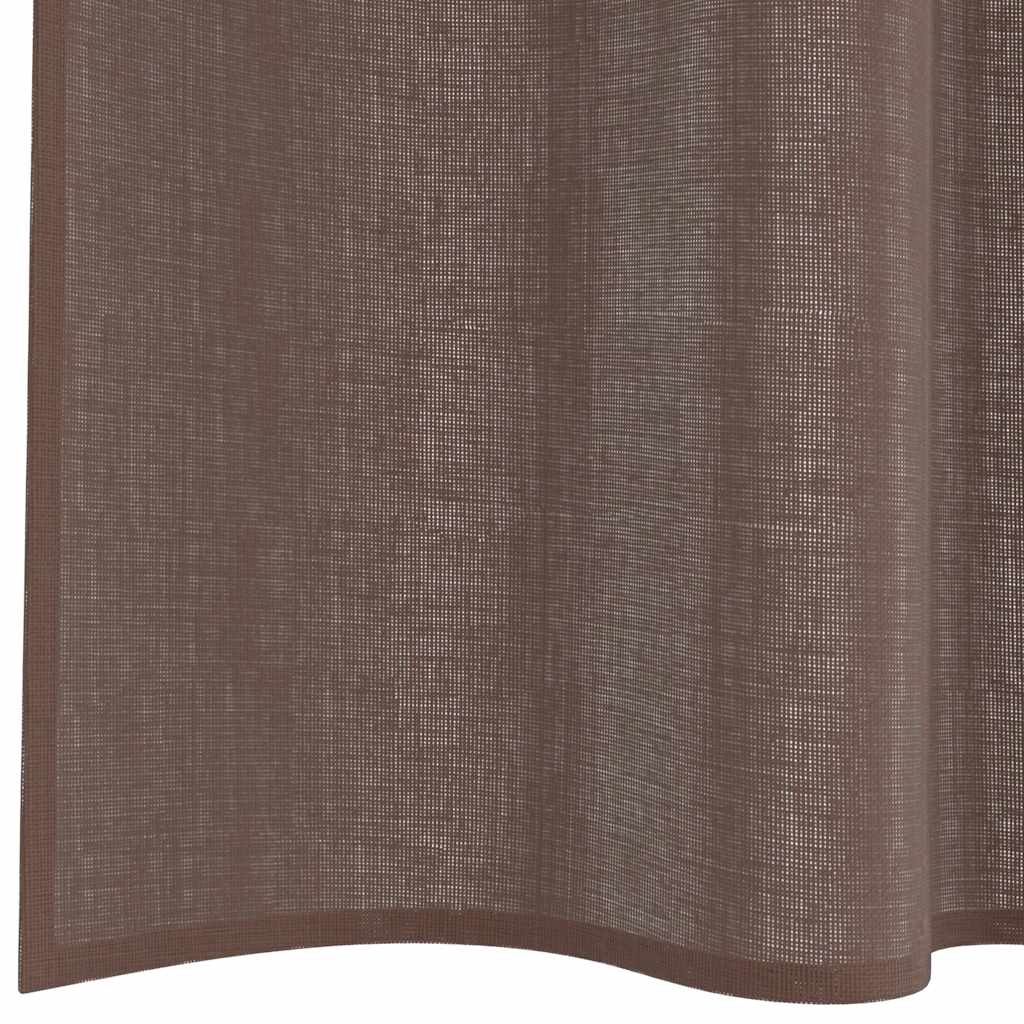 voile-gardiner med stanglommer 2 stk. brun