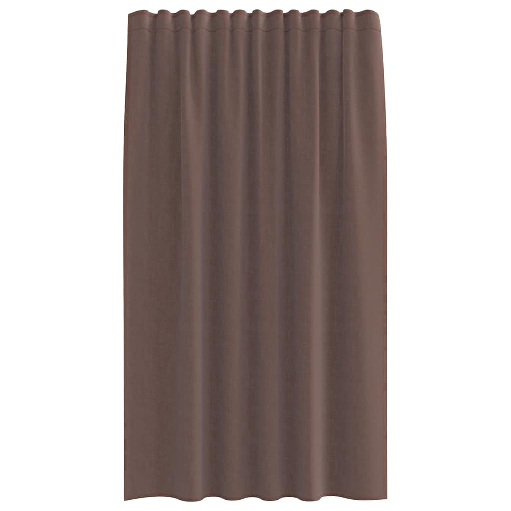 voile-gardiner med stanglommer 2 stk. brun