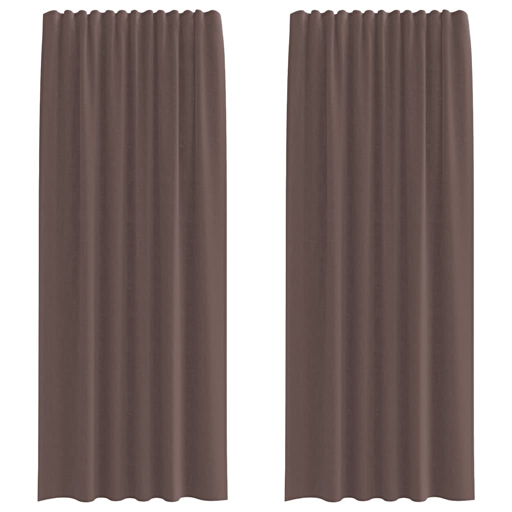 voile-gardiner med stanglommer 2 stk. brun
