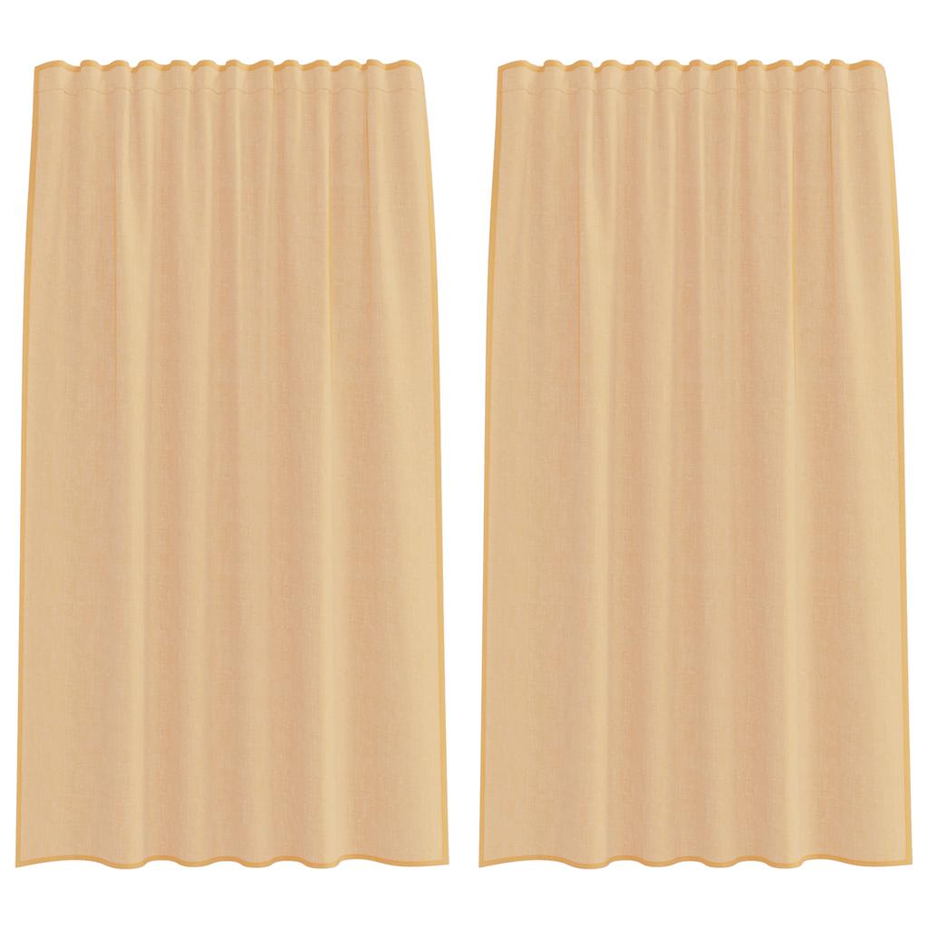voile-gardiner med stanglommer 2 stk sandfarvet