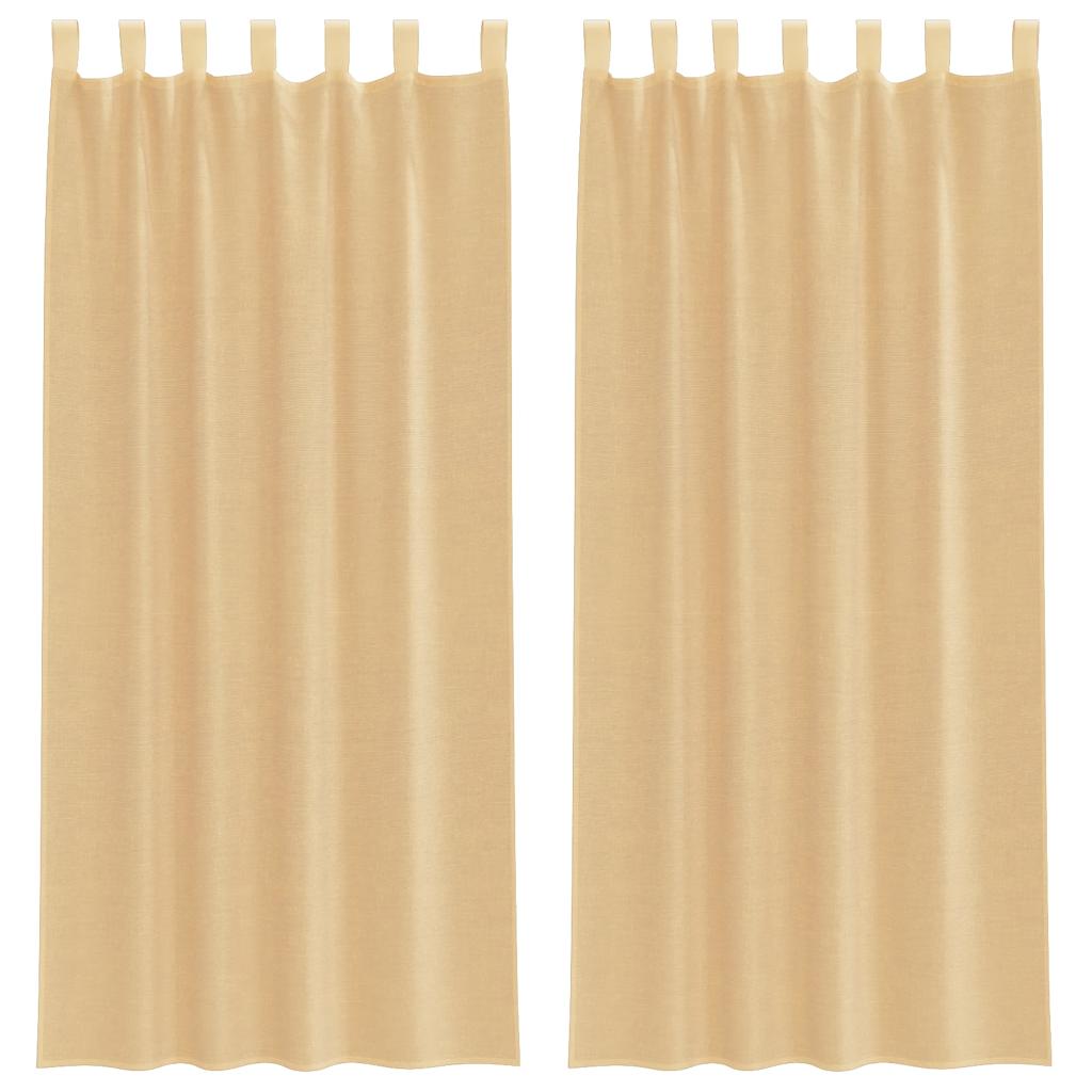 voile-gardiner med stanglommer 2 stk sandfarvet