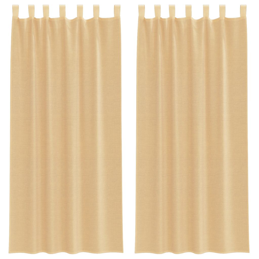 voile-gardiner med stanglommer 2 stk sandfarvet