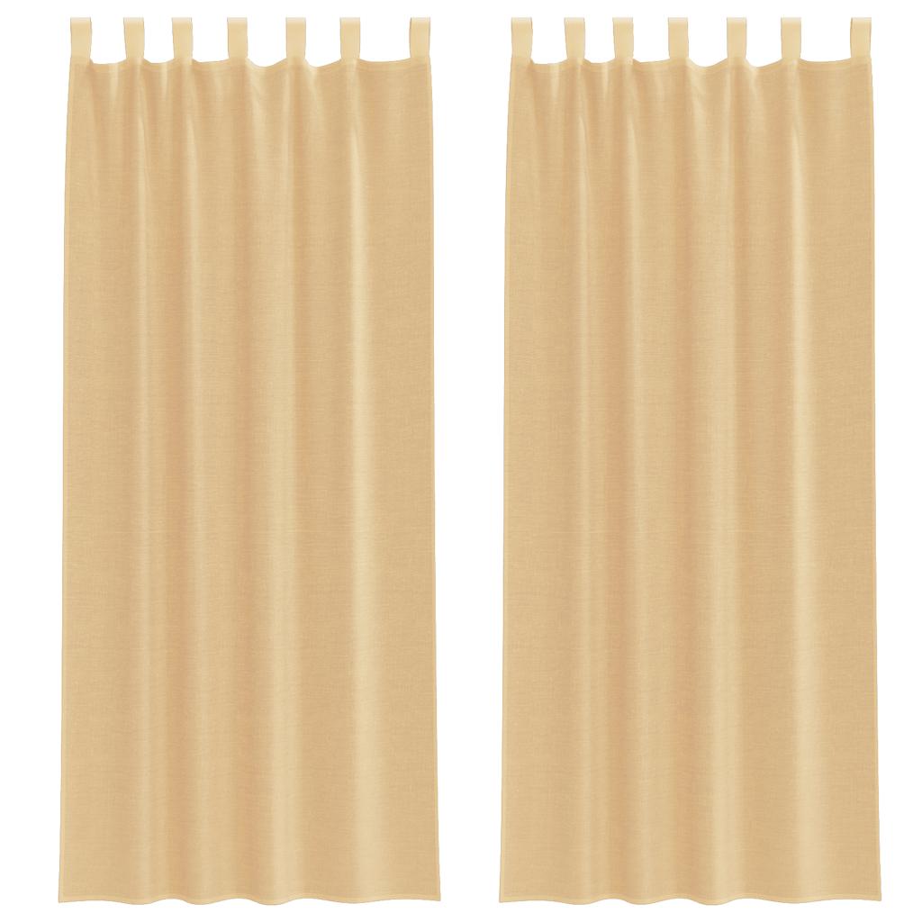 voile-gardiner med stanglommer 2 stk sandfarvet