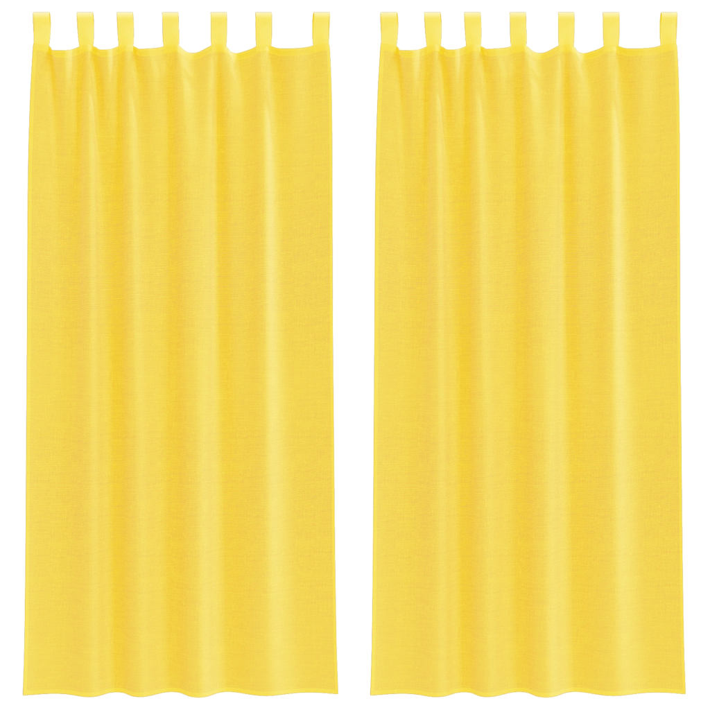 voile-gardiner med stanglommer 2 stk gul